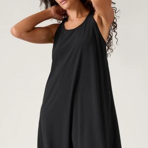 Athleta Womens Sz S Black Presidio Traveller Racer Back Hi Low Dress Pockets NWT